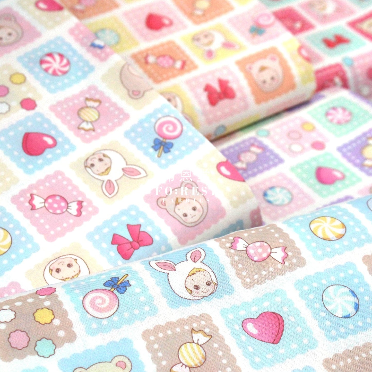 cotton - Cookie PuniCandy fabric Blue - FO:REST Fabric 布恩堂Liberty fabrictana lawnjapanese fabricykk zipper