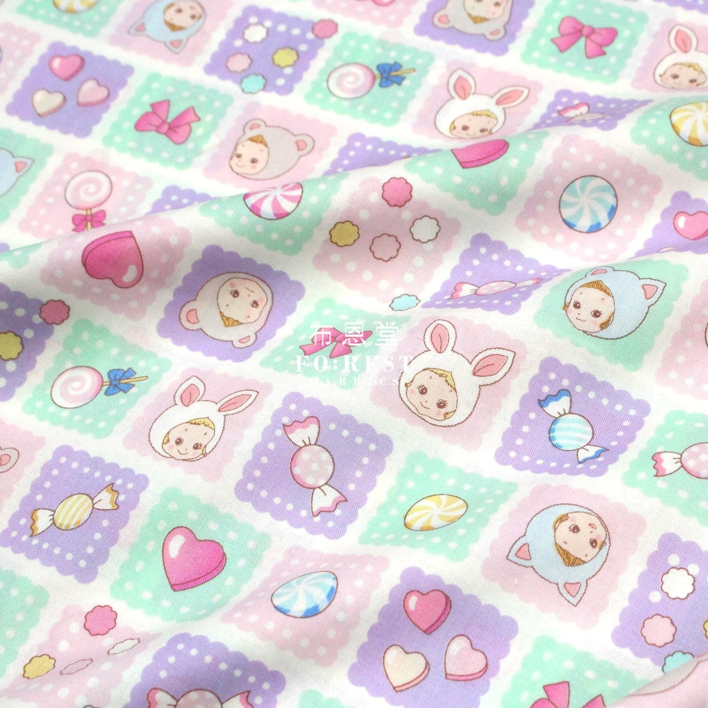 cotton - Cookie PuniCandy fabric Purple - FO:REST Fabric 布恩堂Liberty fabrictana lawnjapanese fabricykk zipper
