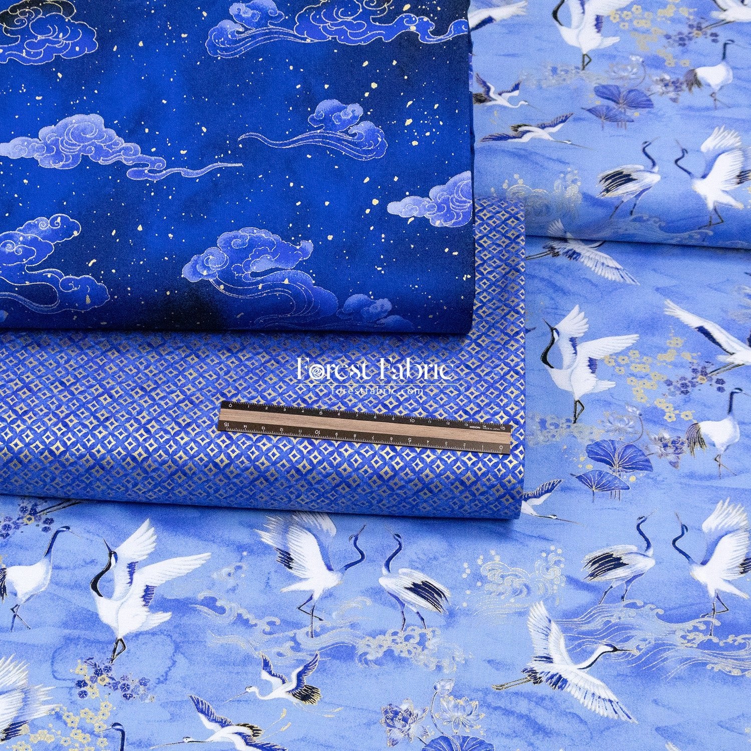 cotton - Crane Blue Collection fabric - FO:REST Fabric 布恩堂Liberty fabrictana lawnjapanese fabricykk zipper
