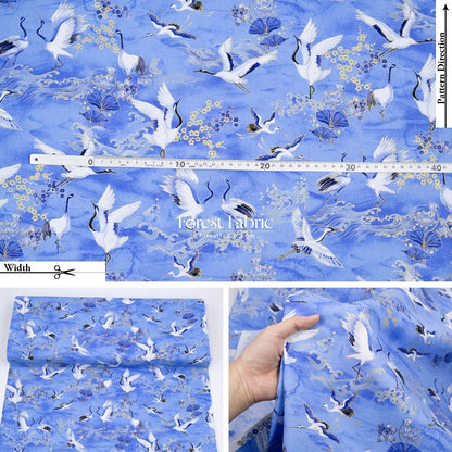 cotton - Crane Blue Collection fabric - FO:REST Fabric 布恩堂Liberty fabrictana lawnjapanese fabricykk zipper