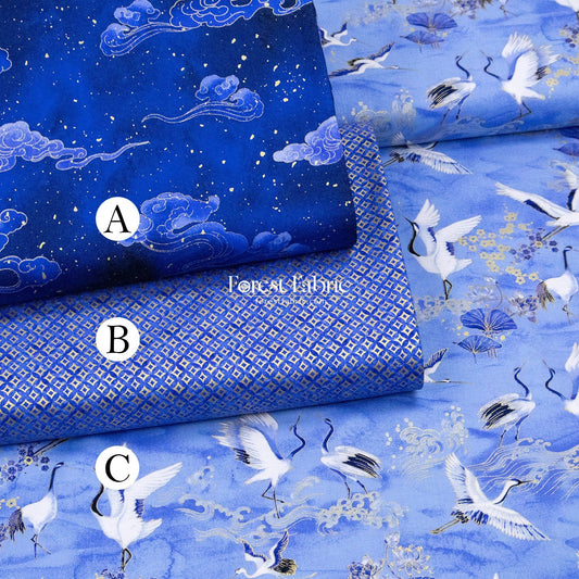 cotton - Crane Blue Collection fabric - FO:REST Fabric 布恩堂Liberty fabrictana lawnjapanese fabricykk zipper