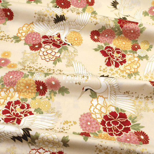 cotton - Crane fabric Cream - FO:REST Fabric 布恩堂Liberty fabrictana lawnjapanese fabricykk zipper