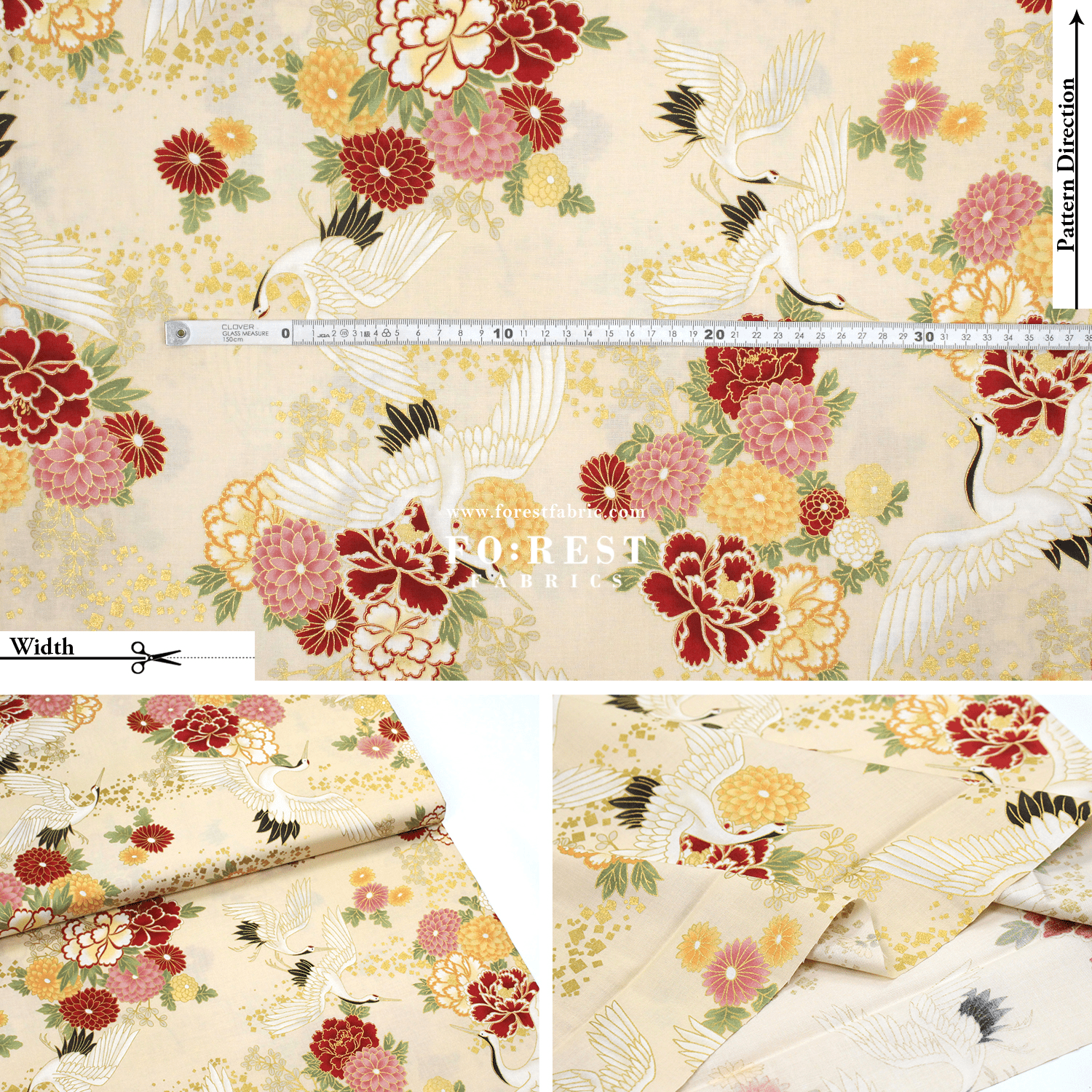 cotton - Crane fabric Cream - FO:REST Fabric 布恩堂Liberty fabrictana lawnjapanese fabricykk zipper