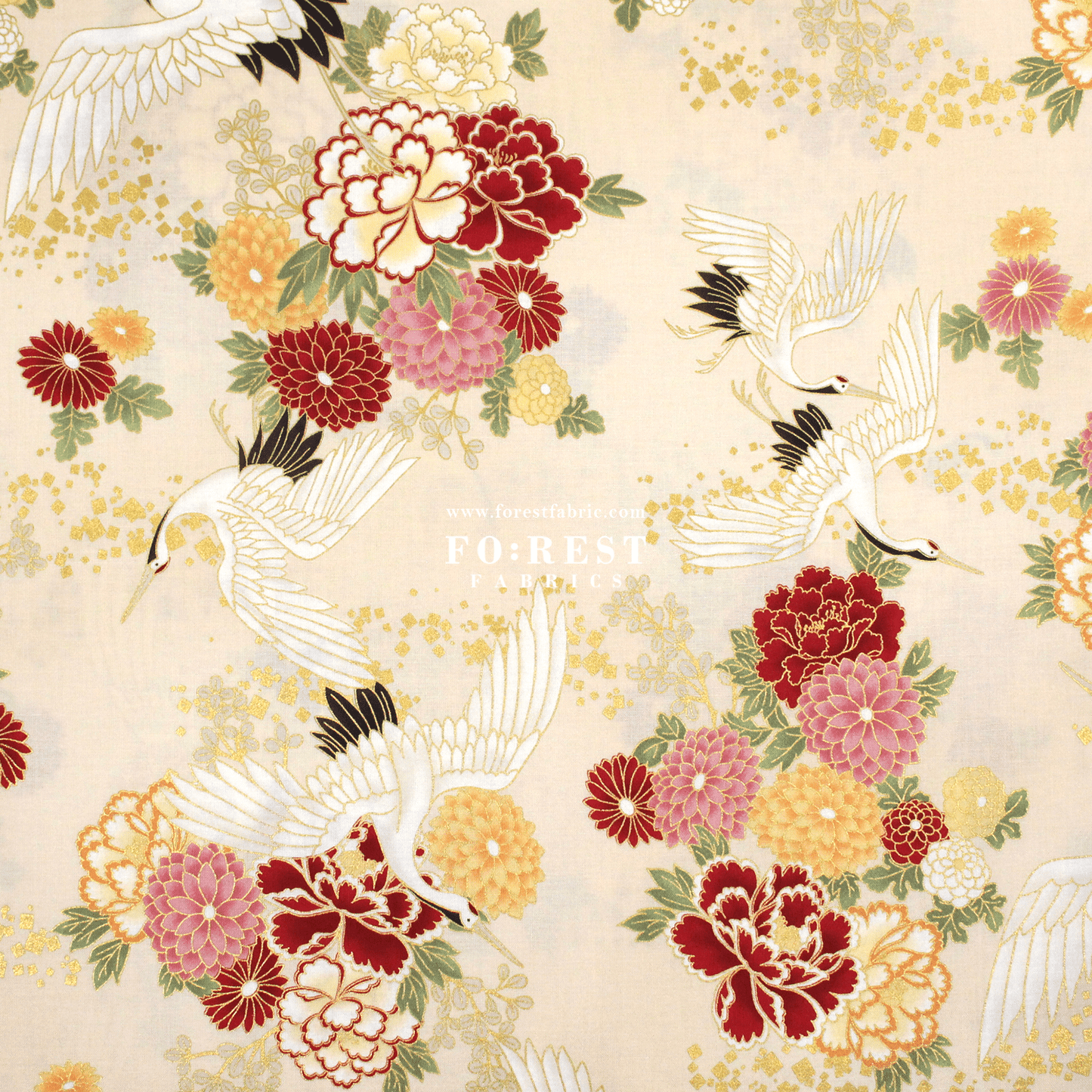 cotton - Crane fabric Cream - FO:REST Fabric 布恩堂Liberty fabrictana lawnjapanese fabricykk zipper