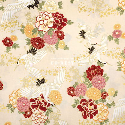 cotton - Crane fabric Cream - FO:REST Fabric 布恩堂Liberty fabrictana lawnjapanese fabricykk zipper