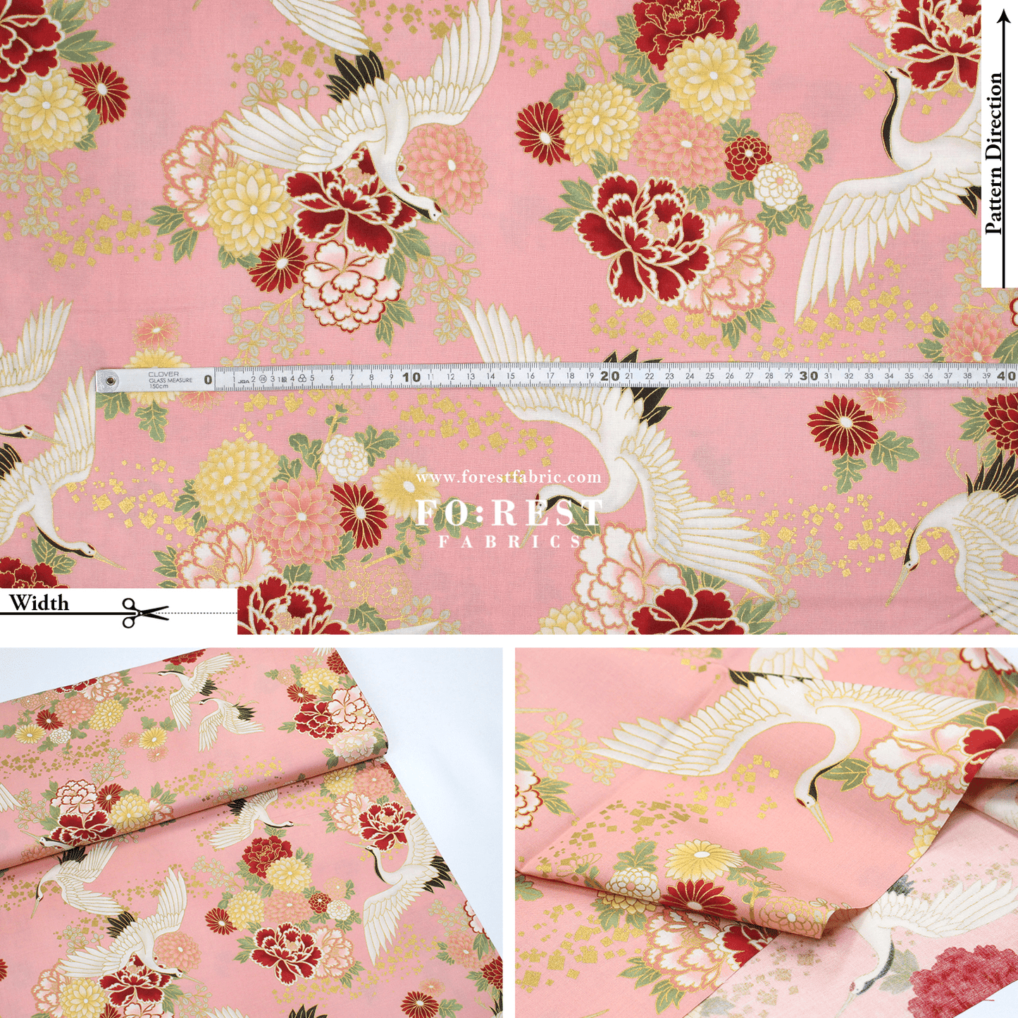 cotton - Crane fabric Pink - FO:REST Fabric 布恩堂Liberty fabrictana lawnjapanese fabricykk zipper