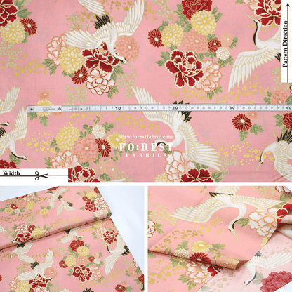 cotton - Crane fabric Pink - FO:REST Fabric 布恩堂Liberty fabrictana lawnjapanese fabricykk zipper