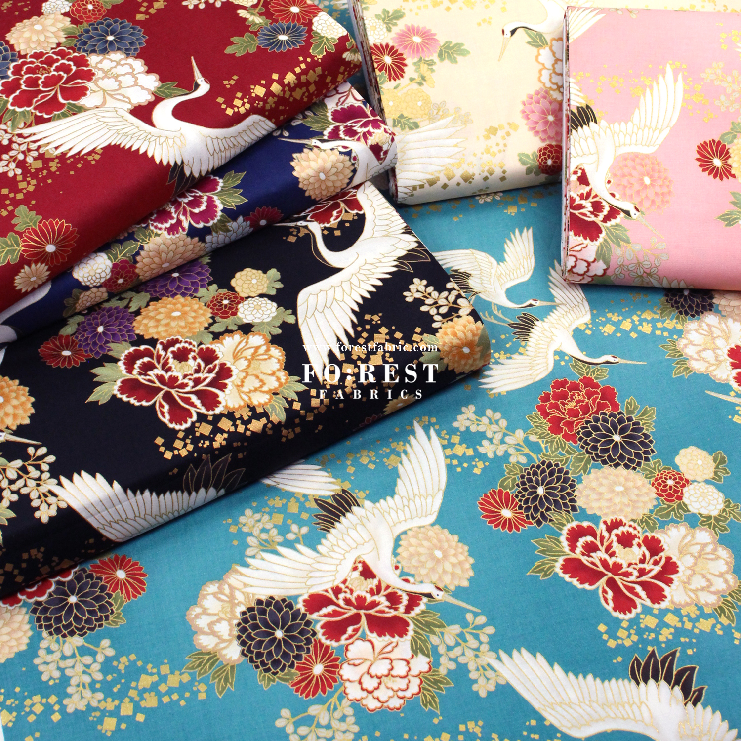 cotton - Crane fabric Pink - FO:REST Fabric 布恩堂Liberty fabrictana lawnjapanese fabricykk zipper