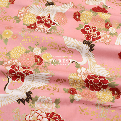 cotton - Crane fabric Pink - FO:REST Fabric 布恩堂Liberty fabrictana lawnjapanese fabricykk zipper