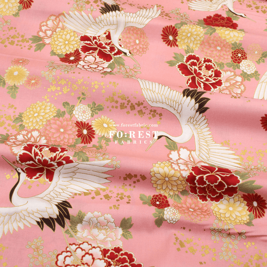 cotton - Crane fabric Pink - FO:REST Fabric 布恩堂Liberty fabrictana lawnjapanese fabricykk zipper