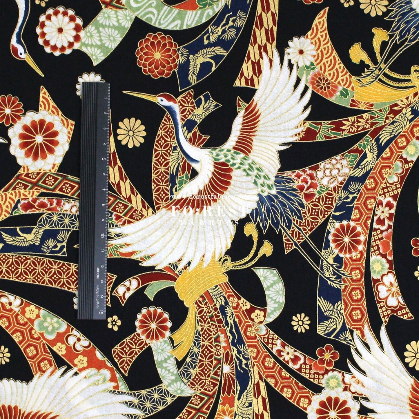 cotton - Crane with metallic fabric - FO:REST Fabric 布恩堂Liberty fabrictana lawnjapanese fabricykk zipper