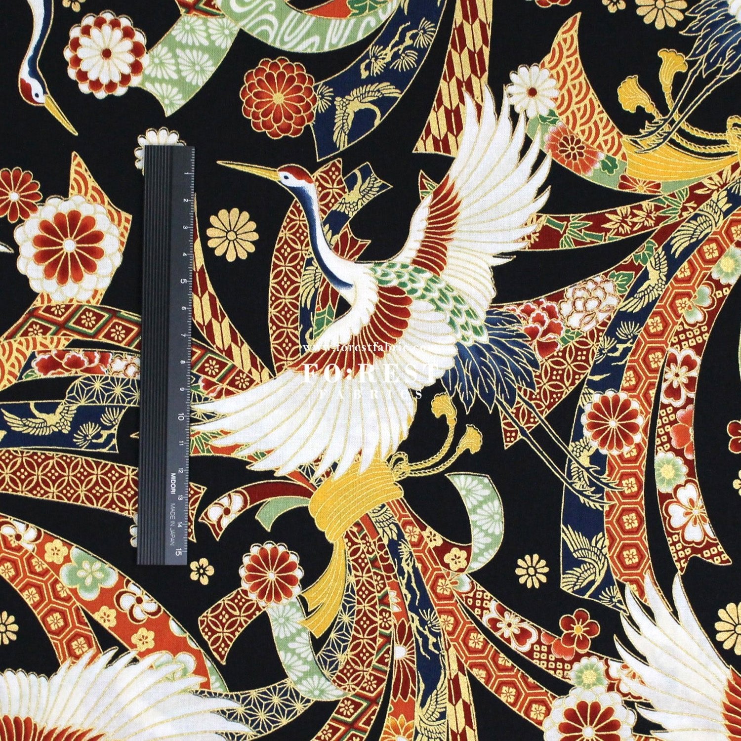 cotton - Crane with metallic fabric - FO:REST Fabric 布恩堂Liberty fabrictana lawnjapanese fabricykk zipper