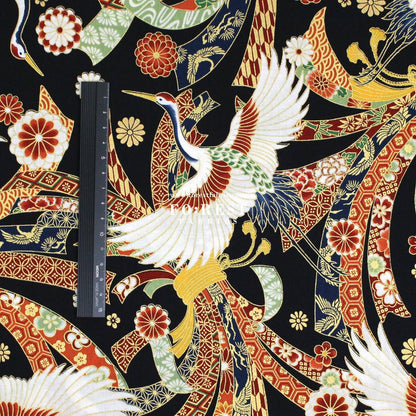 cotton - Crane with metallic fabric - FO:REST Fabric 布恩堂Liberty fabrictana lawnjapanese fabricykk zipper