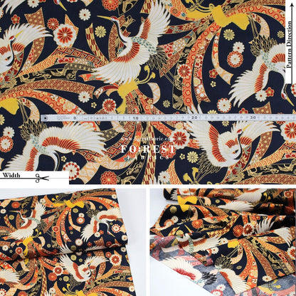 cotton - Crane with metallic fabric - FO:REST Fabric 布恩堂Liberty fabrictana lawnjapanese fabricykk zipper