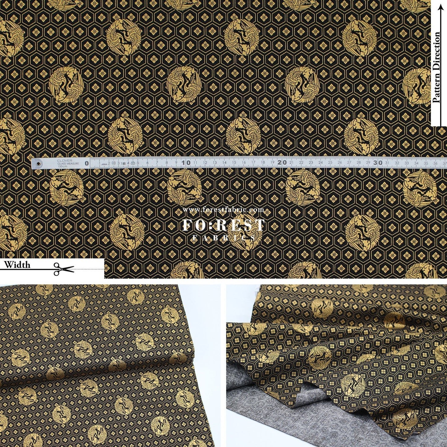 cotton - Crane with metallic fabric - FO:REST Fabric 布恩堂Liberty fabrictana lawnjapanese fabricykk zipper