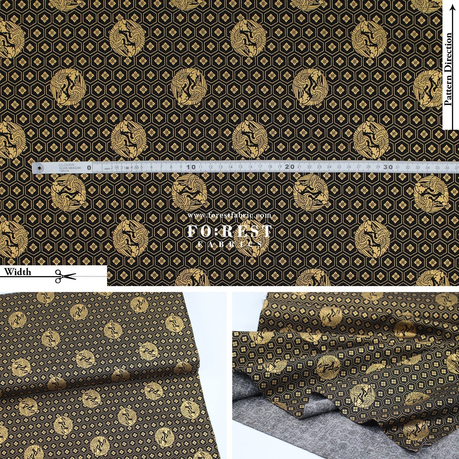 cotton - Crane with metallic fabric - FO:REST Fabric 布恩堂Liberty fabrictana lawnjapanese fabricykk zipper
