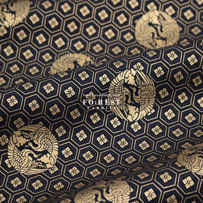 cotton - Crane with metallic fabric - FO:REST Fabric 布恩堂Liberty fabrictana lawnjapanese fabricykk zipper