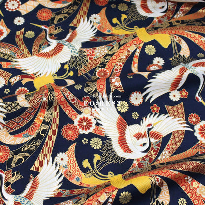 cotton - Crane with metallic fabric - FO:REST Fabric 布恩堂Liberty fabrictana lawnjapanese fabricykk zipper