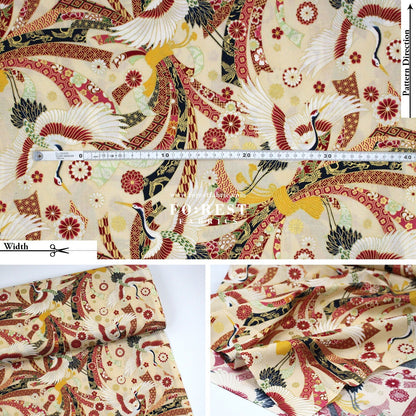 cotton - Crane with metallic fabric - FO:REST Fabric 布恩堂Liberty fabrictana lawnjapanese fabricykk zipper