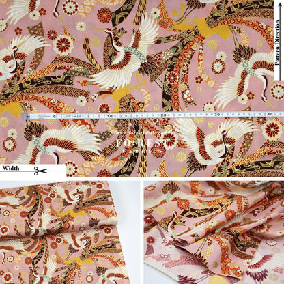 cotton - Crane with metallic fabric - FO:REST Fabric 布恩堂Liberty fabrictana lawnjapanese fabricykk zipper