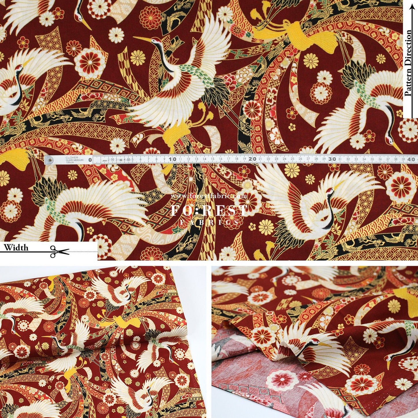 cotton - Crane with metallic fabric - FO:REST Fabric 布恩堂Liberty fabrictana lawnjapanese fabricykk zipper