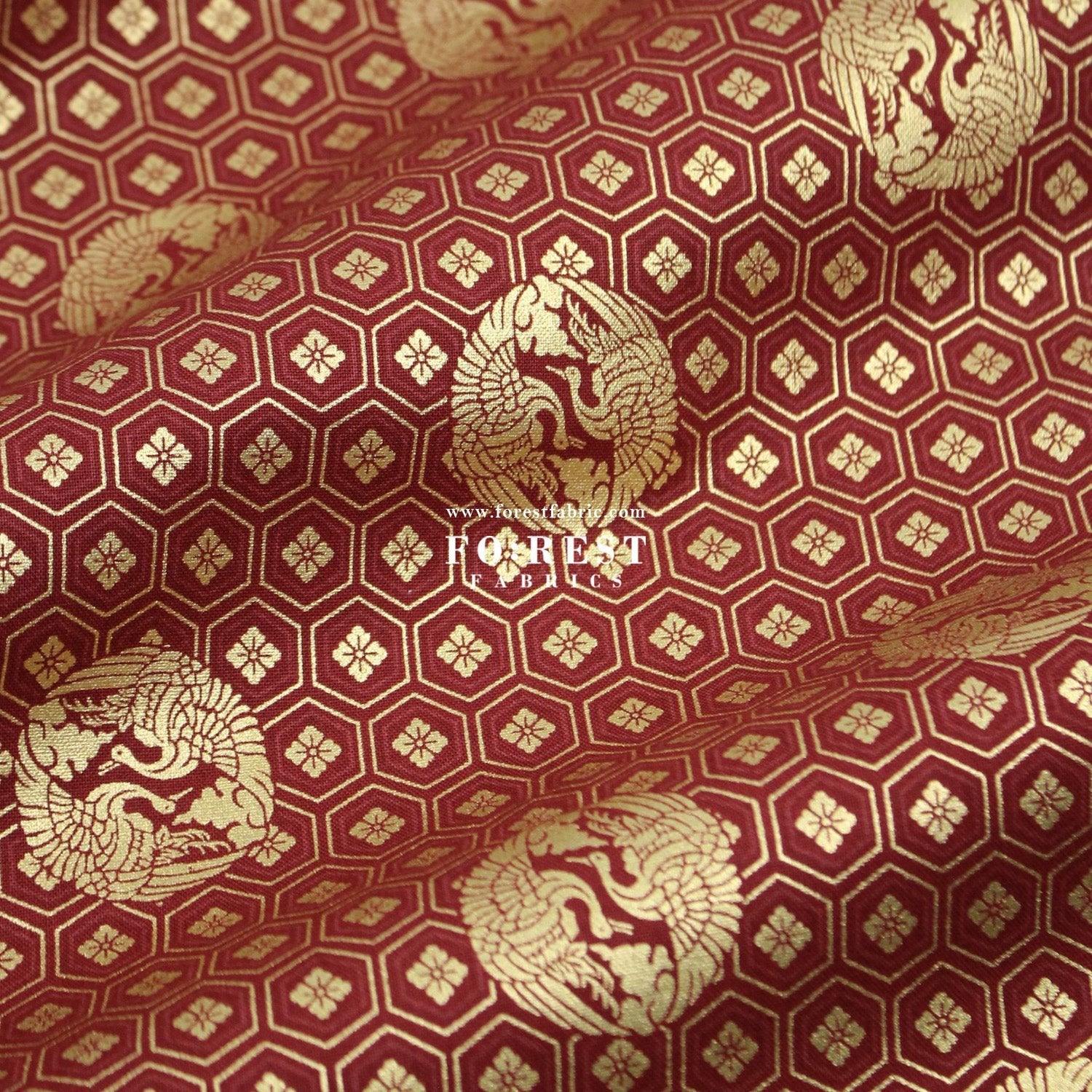 cotton - Crane with metallic fabric - FO:REST Fabric 布恩堂Liberty fabrictana lawnjapanese fabricykk zipper