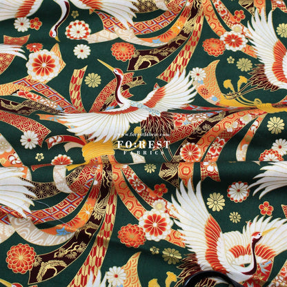 cotton - Crane with metallic fabric - FO:REST Fabric 布恩堂Liberty fabrictana lawnjapanese fabricykk zipper