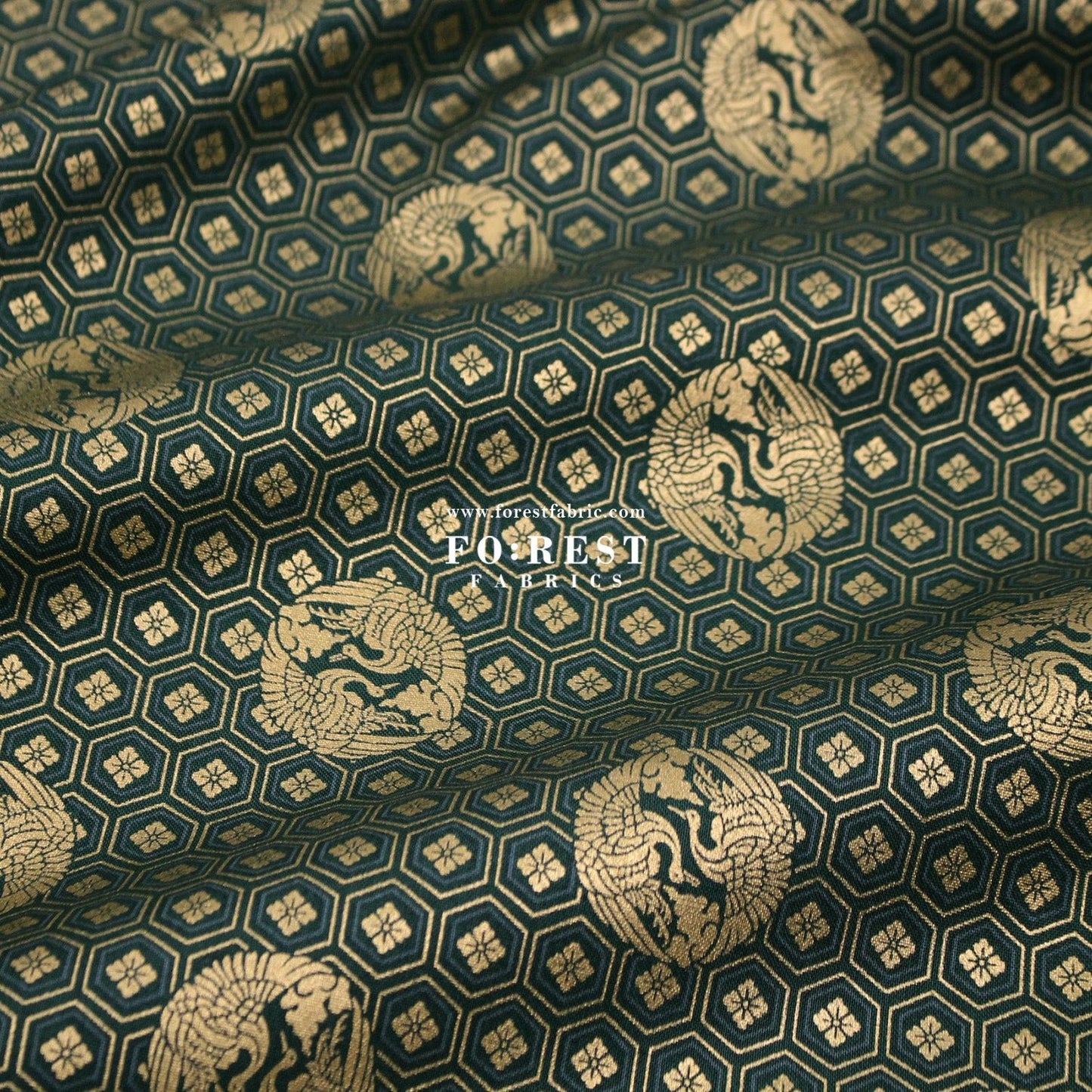 cotton - Crane with metallic fabric - FO:REST Fabric 布恩堂Liberty fabrictana lawnjapanese fabricykk zipper