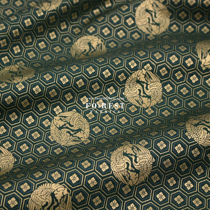 cotton - Crane with metallic fabric - FO:REST Fabric 布恩堂Liberty fabrictana lawnjapanese fabricykk zipper