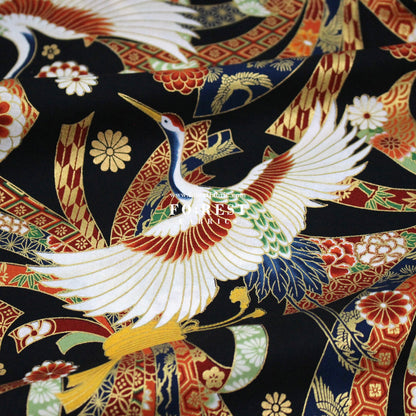 cotton - Crane with metallic fabric - FO:REST Fabric 布恩堂Liberty fabrictana lawnjapanese fabricykk zipper