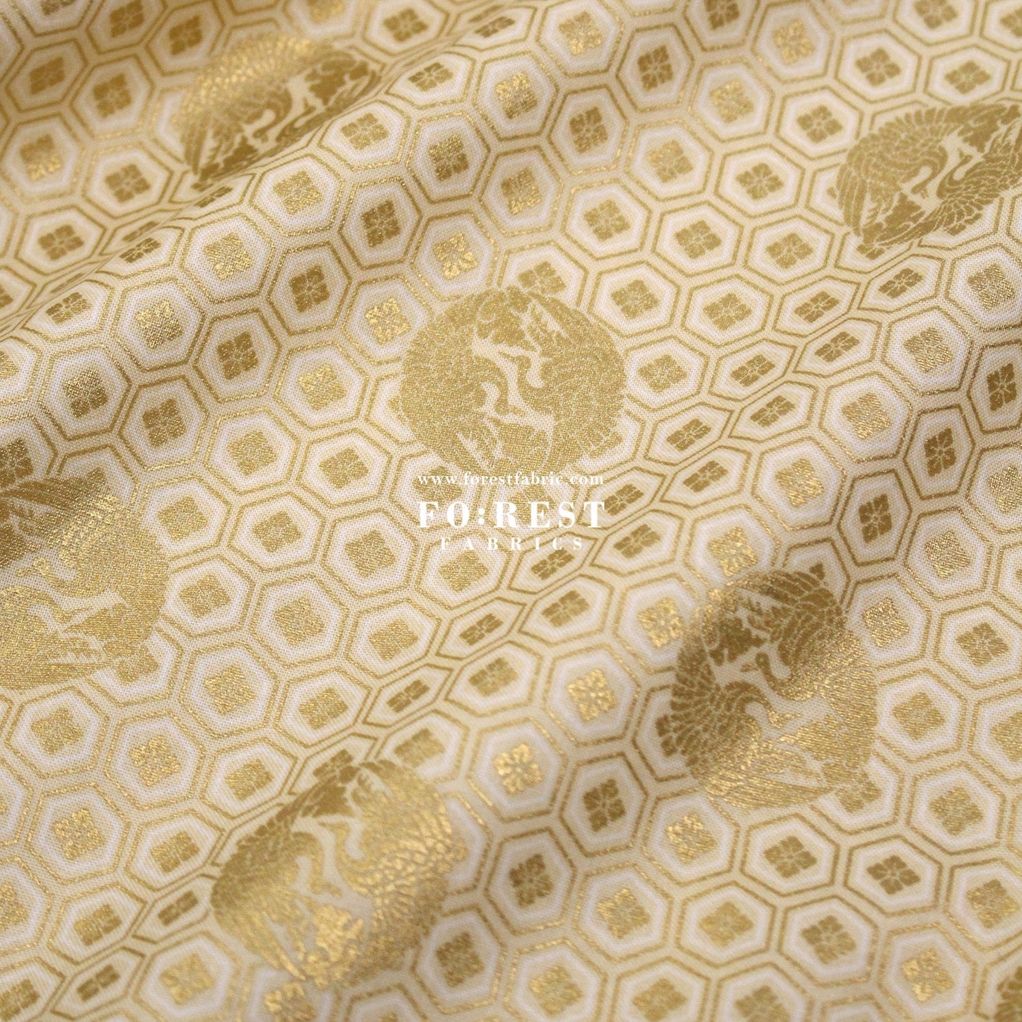 cotton - Crane with metallic fabric - FO:REST Fabric 布恩堂Liberty fabrictana lawnjapanese fabricykk zipper