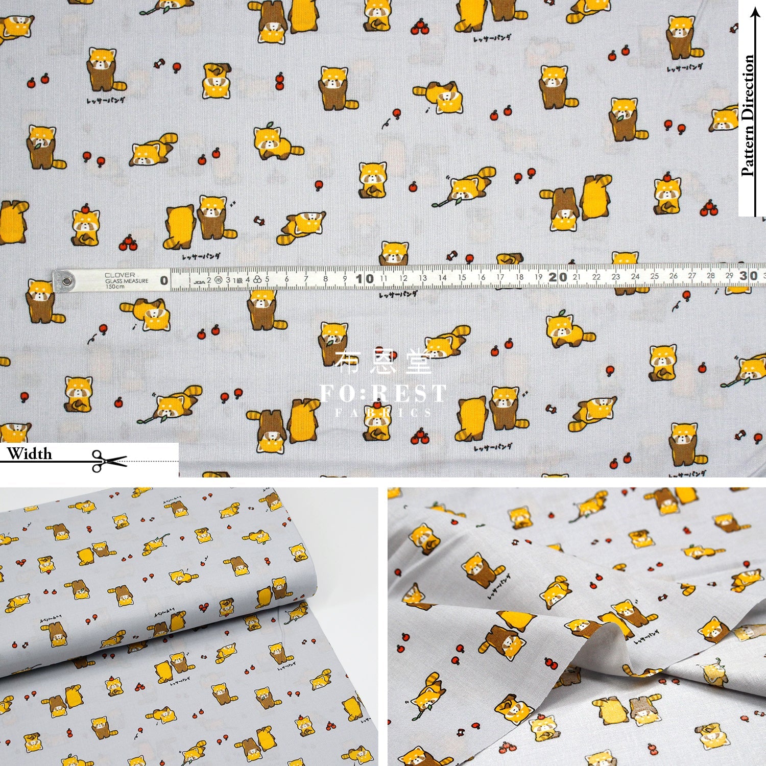 Cotton - Cute Lesser Panda Fabric Gary Cotton