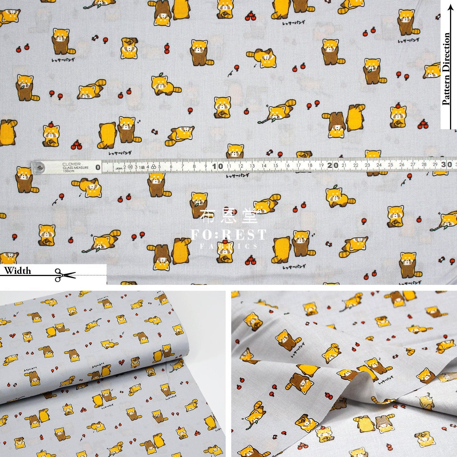 cotton - Cute lesser panda fabric Gary - FO:REST Fabric 布恩堂Liberty fabrictana lawnjapanese fabricykk zipper