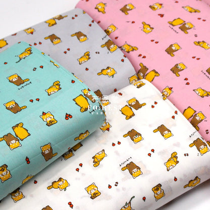 Cotton - Cute Lesser Panda Fabric Green Cotton