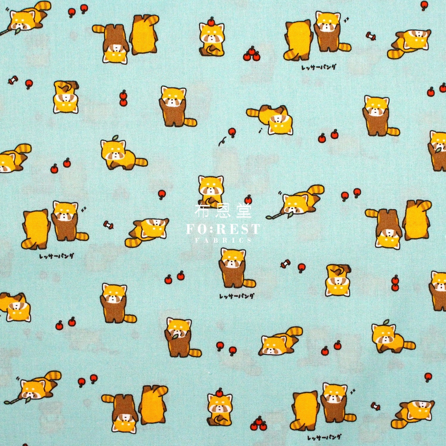 cotton - Cute lesser panda fabric Green - FO:REST Fabric 布恩堂Liberty fabrictana lawnjapanese fabricykk zipper
