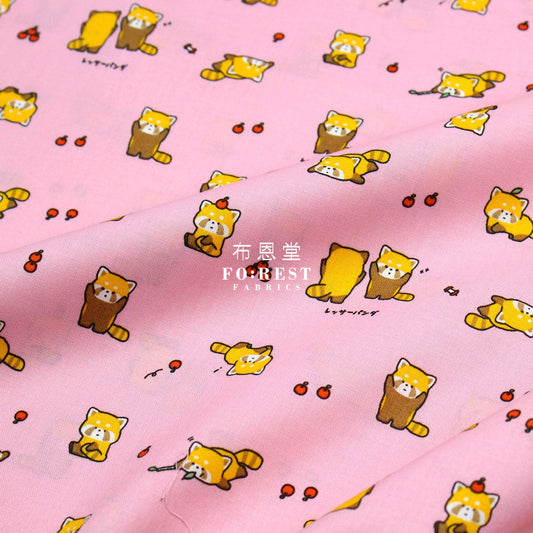 Cotton - Cute Lesser Panda Fabric Pink Cotton
