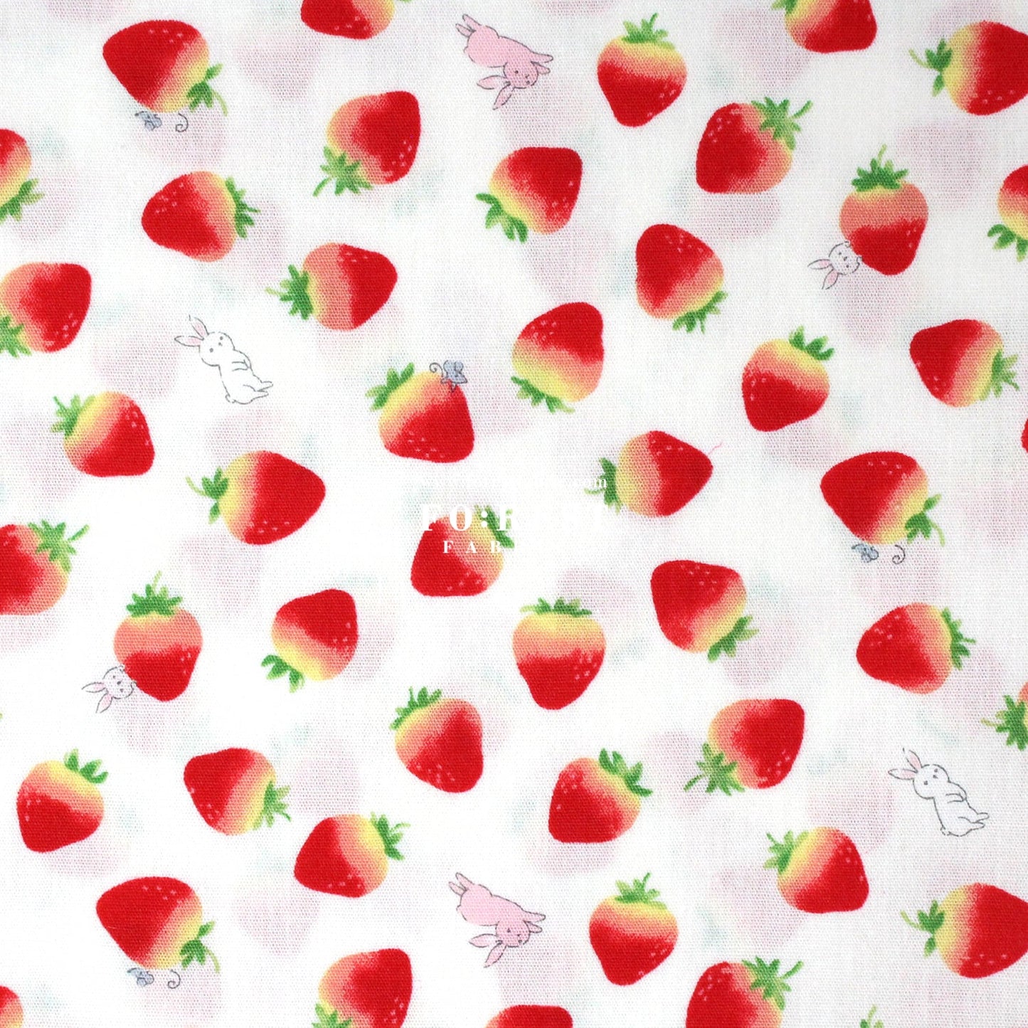 cotton - Cute strawberry rabbit fabric Milky - FO:REST Fabric 布恩堂Liberty fabrictana lawnjapanese fabricykk zipper