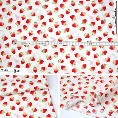 cotton - Cute strawberry rabbit fabric Milky - FO:REST Fabric 布恩堂Liberty fabrictana lawnjapanese fabricykk zipper