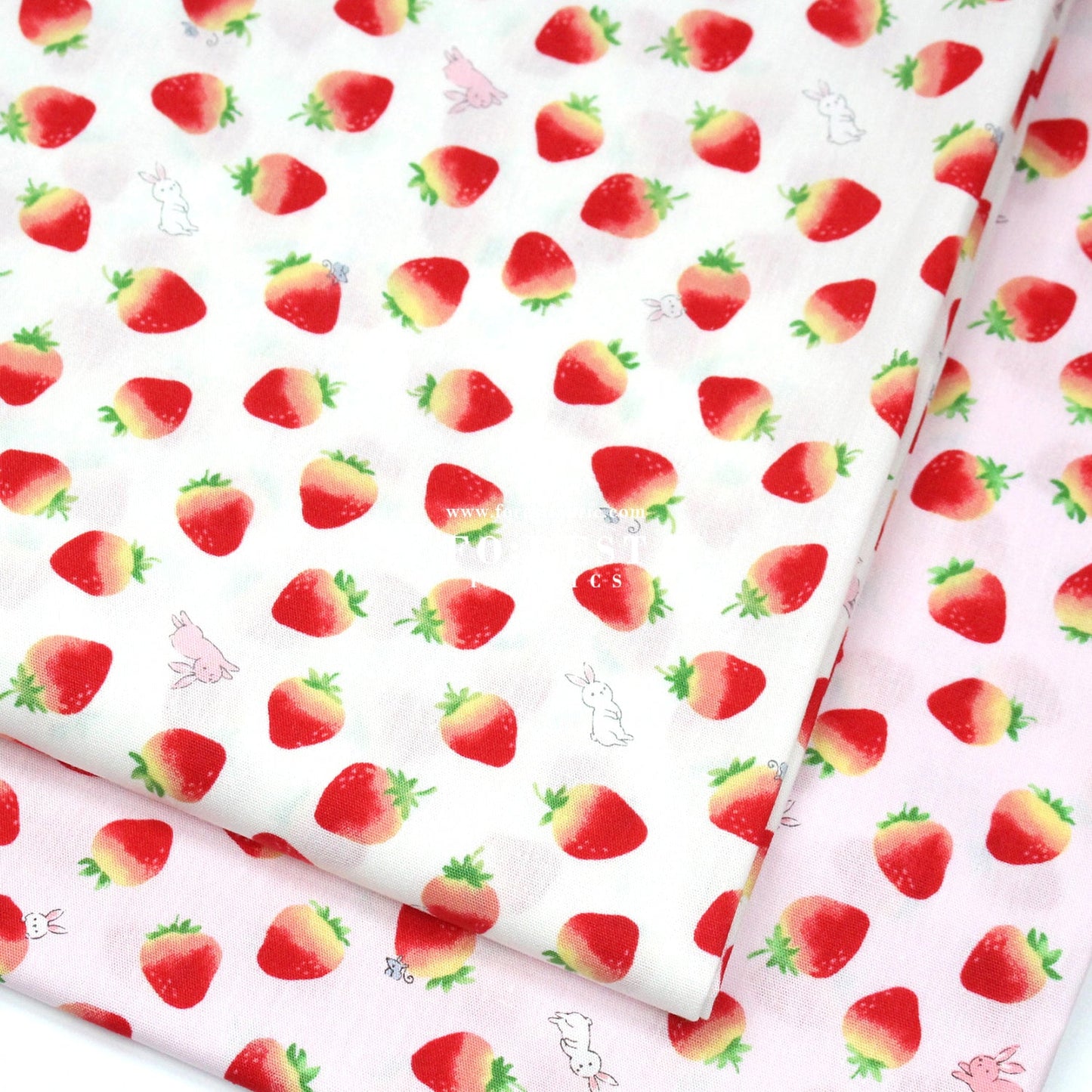 cotton - Cute strawberry rabbit fabric Milky - FO:REST Fabric 布恩堂Liberty fabrictana lawnjapanese fabricykk zipper