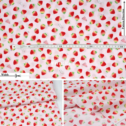 cotton - Cute strawberry rabbit fabric Pink - FO:REST Fabric 布恩堂Liberty fabrictana lawnjapanese fabricykk zipper