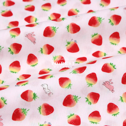 cotton - Cute strawberry rabbit fabric Pink - FO:REST Fabric 布恩堂Liberty fabrictana lawnjapanese fabricykk zipper