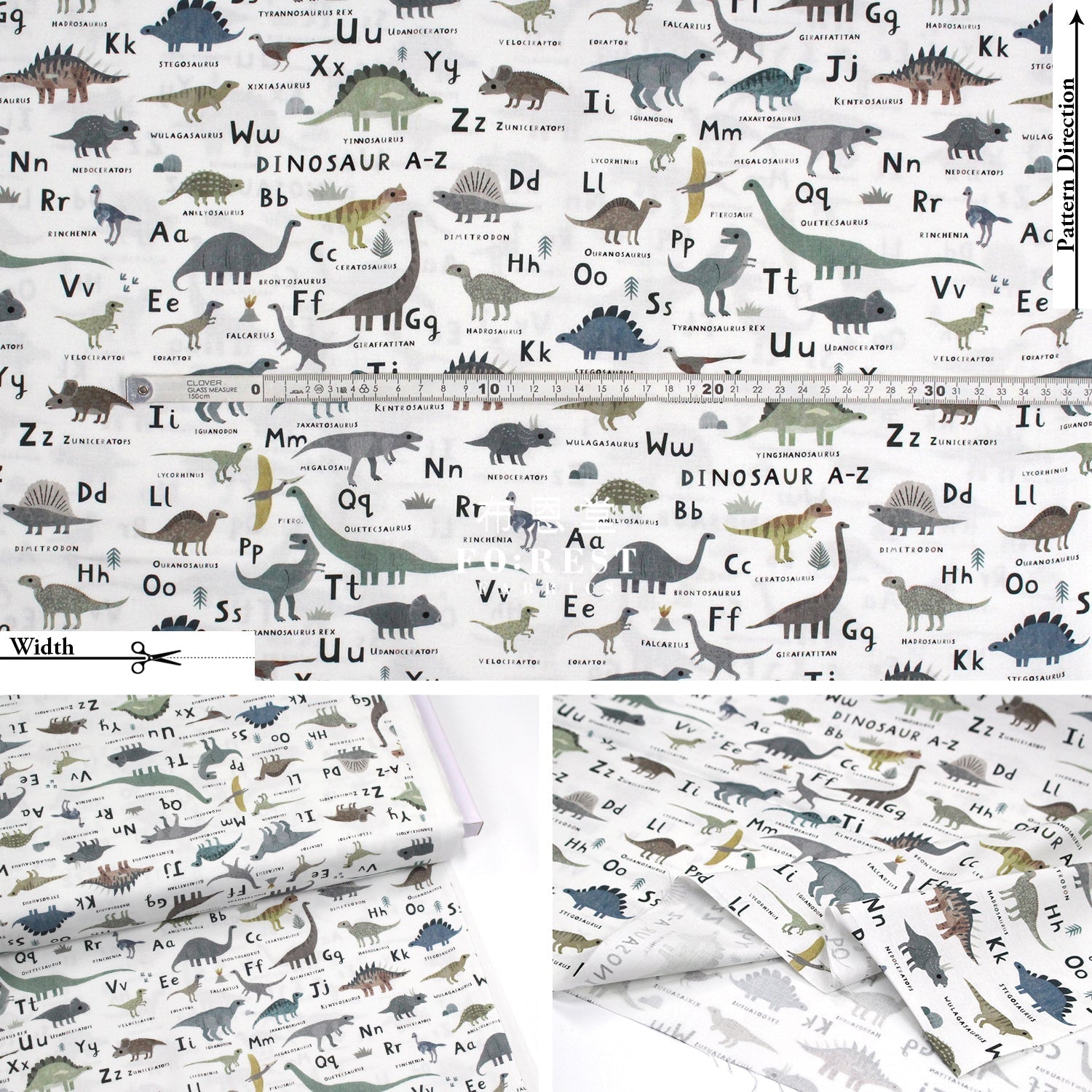 cotton - D For Dinosaurs fabric - FO:REST Fabric 布恩堂Liberty fabrictana lawnjapanese fabricykk zipper