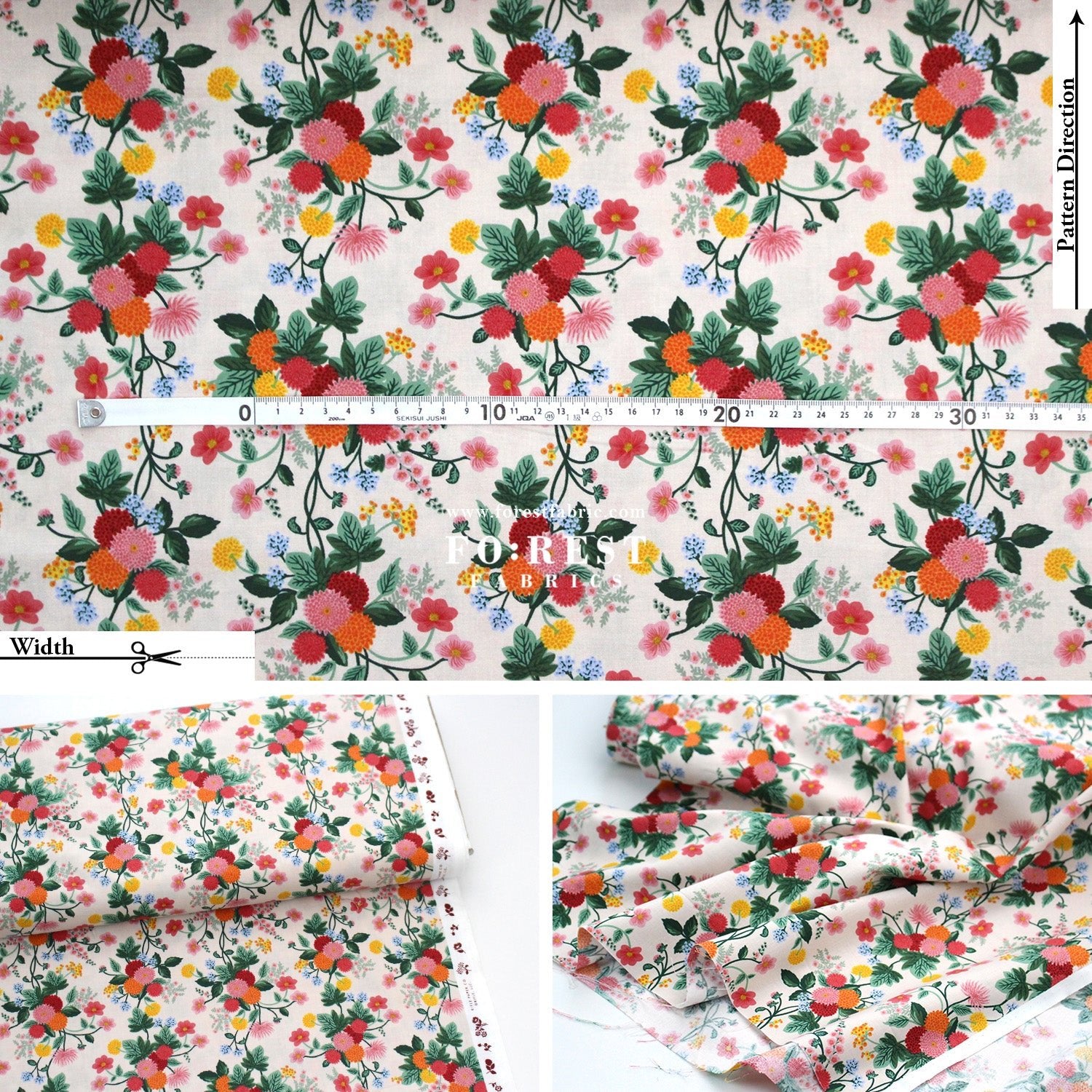 cotton - Dahlia fabric - FO:REST Fabric 布恩堂Liberty fabrictana lawnjapanese fabricykk zipper