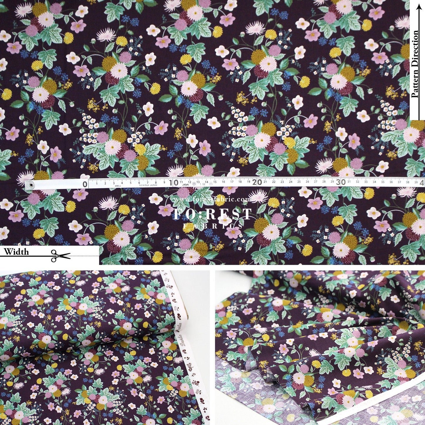 cotton - Dahlia fabric - FO:REST Fabric 布恩堂Liberty fabrictana lawnjapanese fabricykk zipper