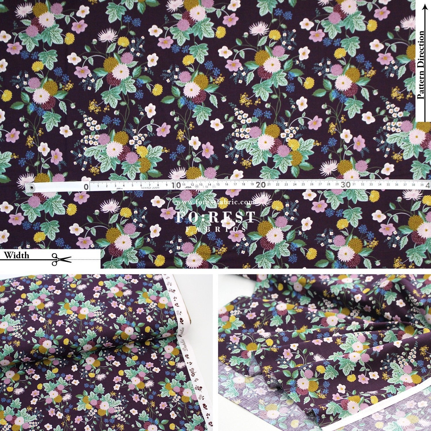 cotton - Dahlia fabric - FO:REST Fabric 布恩堂Liberty fabrictana lawnjapanese fabricykk zipper