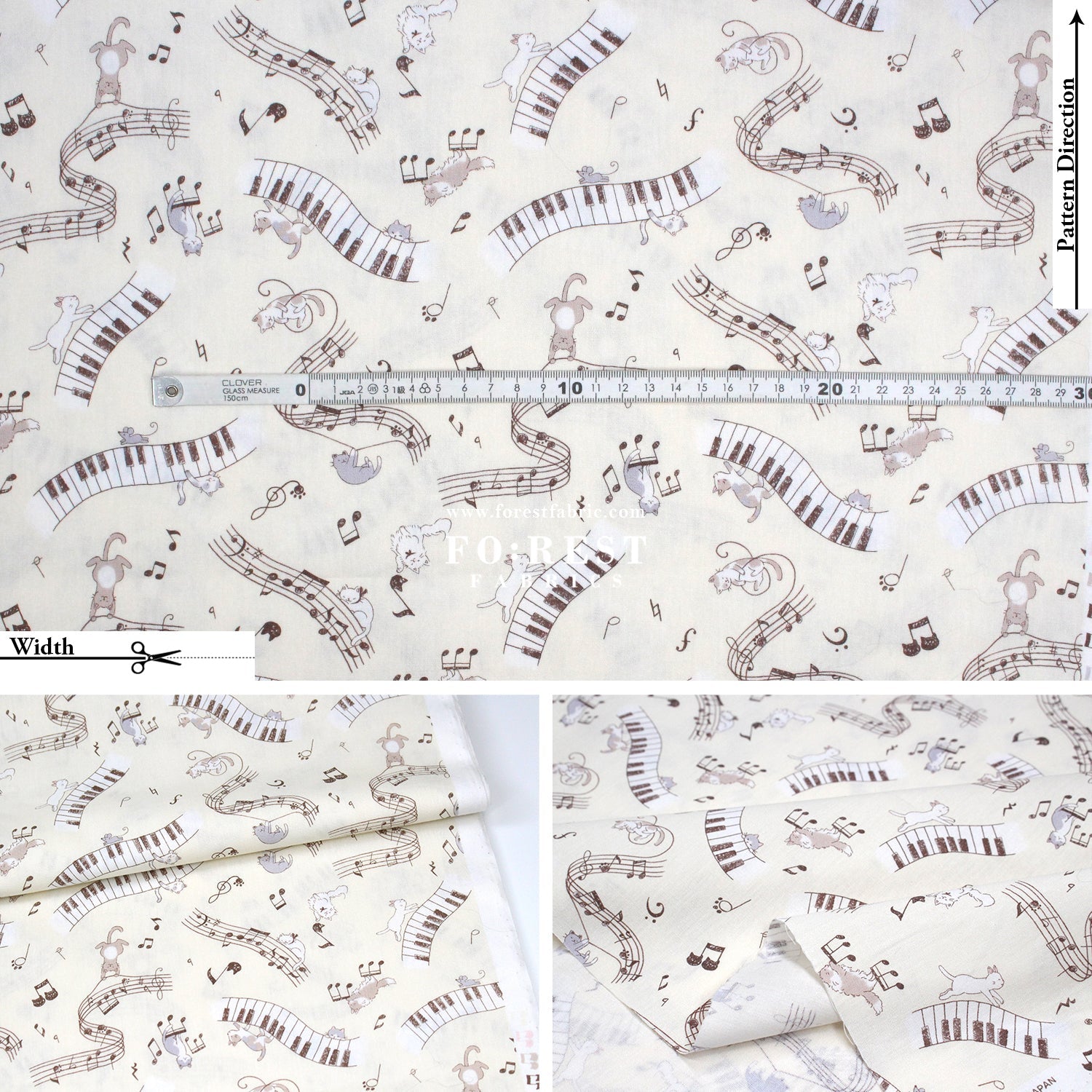 cotton - Dancing Cats Piano fabric Minky - FO:REST Fabric 布恩堂Liberty fabrictana lawnjapanese fabricykk zipper
