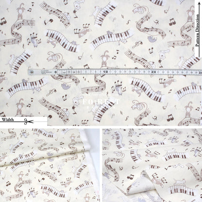 cotton - Dancing Cats Piano fabric Minky - FO:REST Fabric 布恩堂Liberty fabrictana lawnjapanese fabricykk zipper