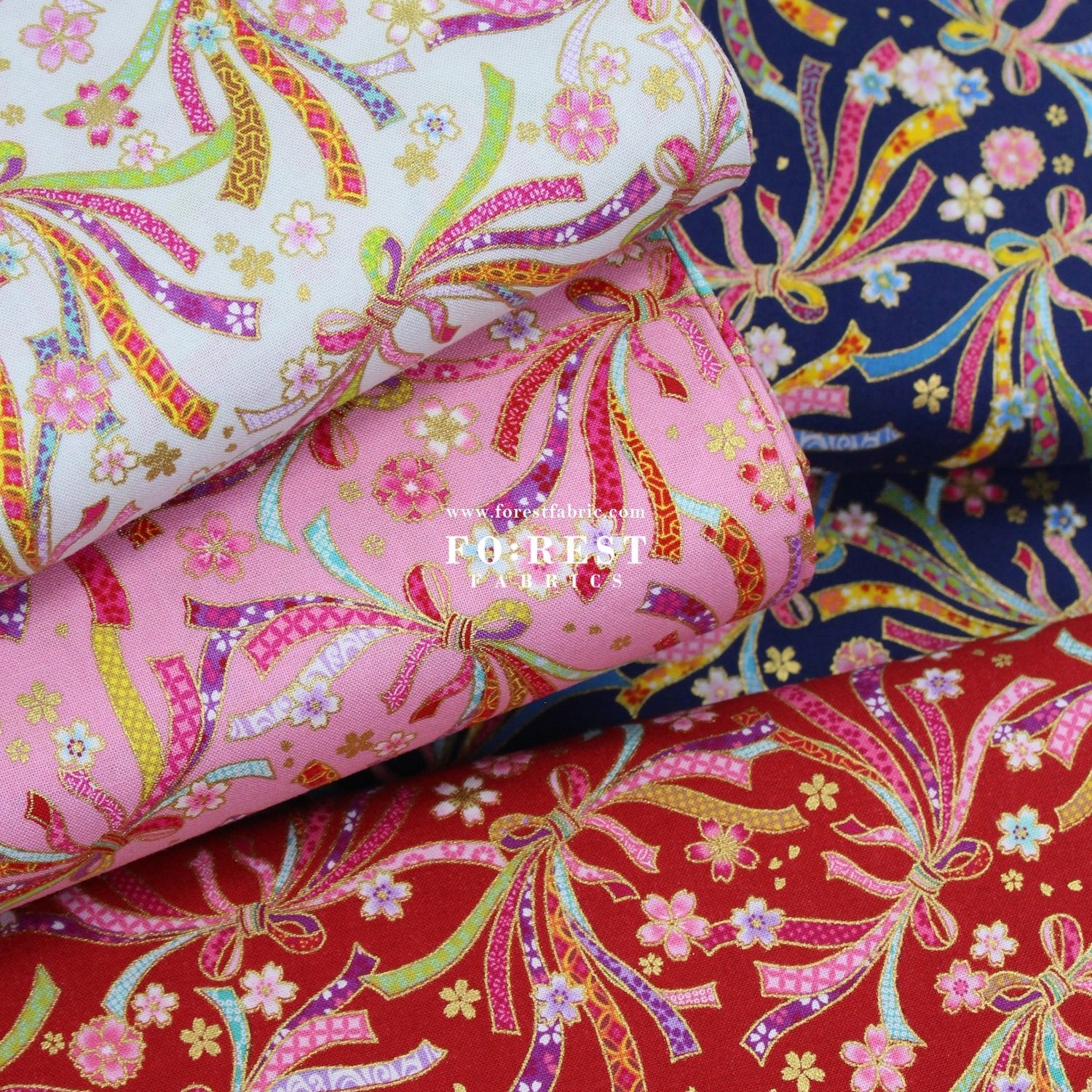 cotton - Decorative Noshi Sakura fabric Red - FO:REST Fabric 布恩堂Liberty fabrictana lawnjapanese fabricykk zipper