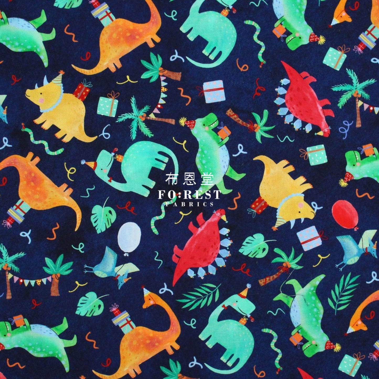 cotton - Dinosaurs Party fabric - FO:REST Fabric 布恩堂Liberty fabrictana lawnjapanese fabricykk zipper