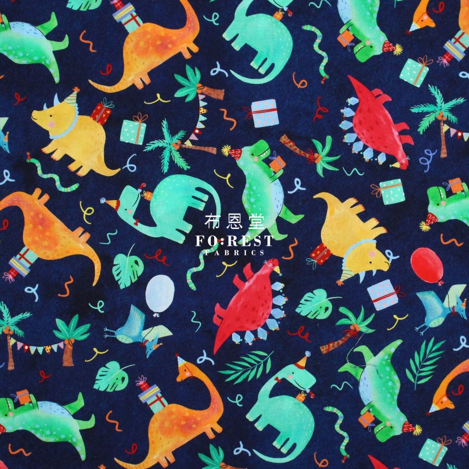 cotton - Dinosaurs Party fabric - FO:REST Fabric 布恩堂Liberty fabrictana lawnjapanese fabricykk zipper